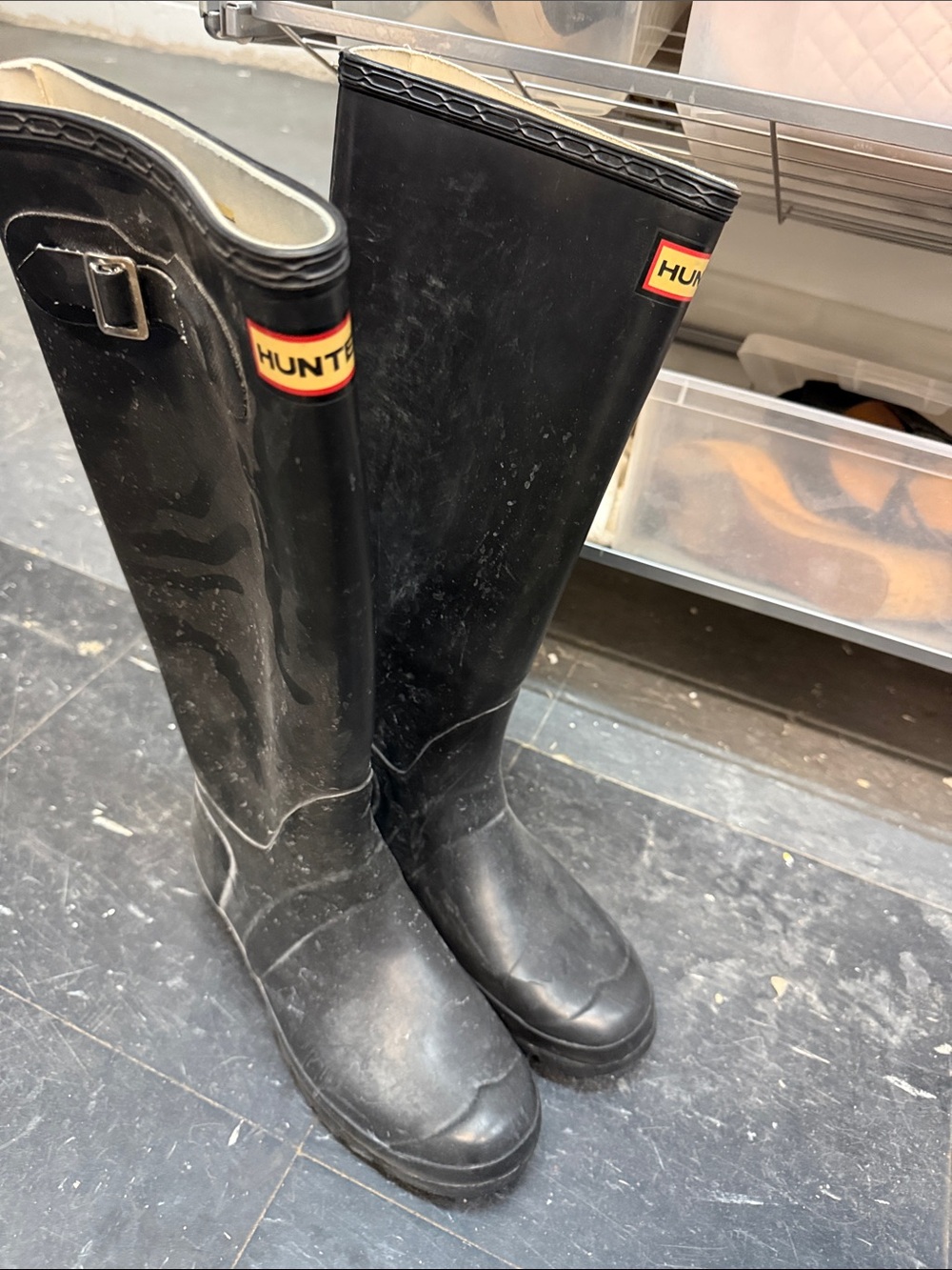 Hunter Black Rubber Rain Boots EU 39
